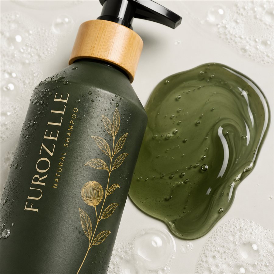 The deep-green Furozelle gel beside its bottle